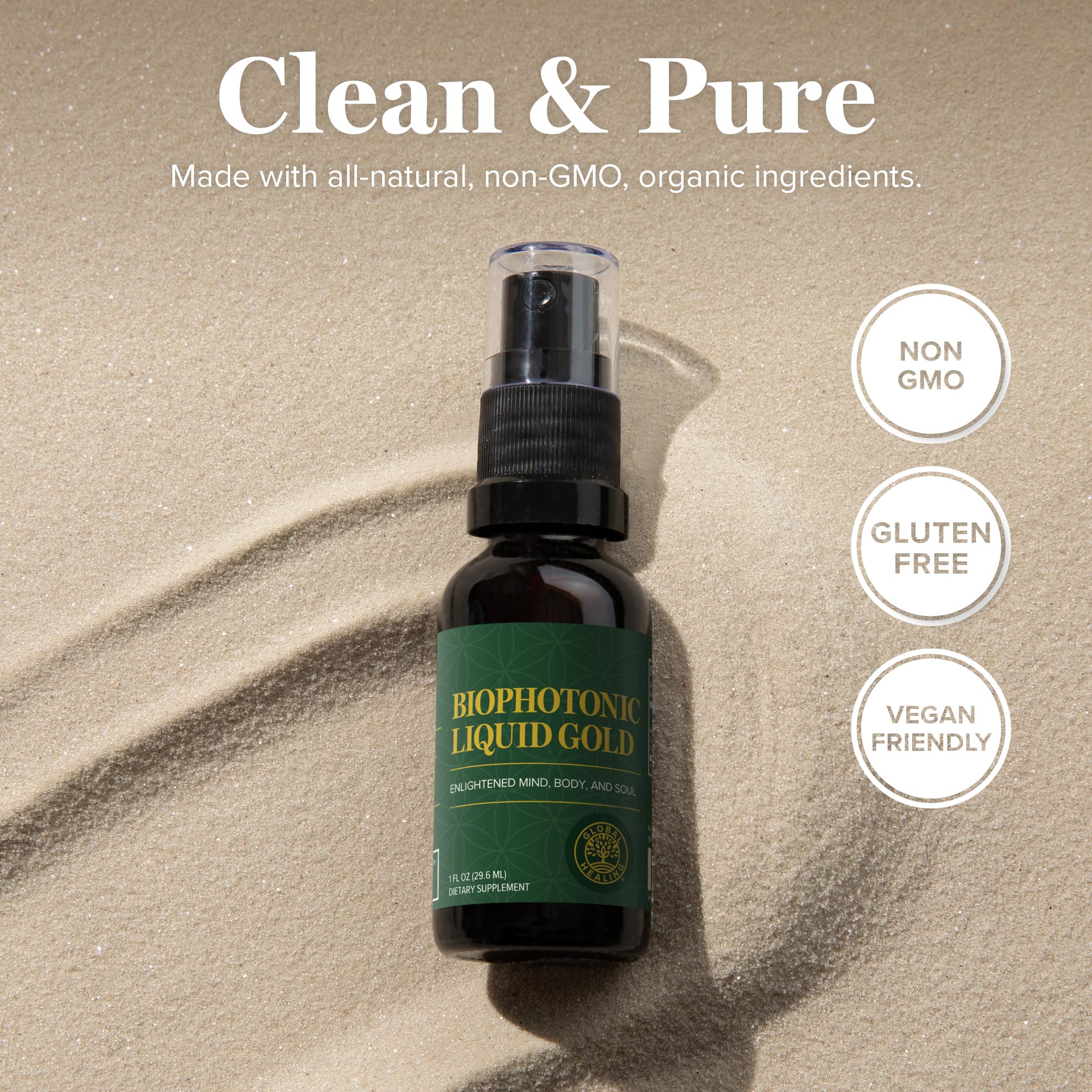 Global Healing Center Biophotonic Liquid Gold Spray application for on-the-go routines