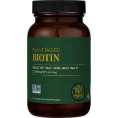 Global Healing Center Biotin bottle front for daily hair, nails, and skin support.