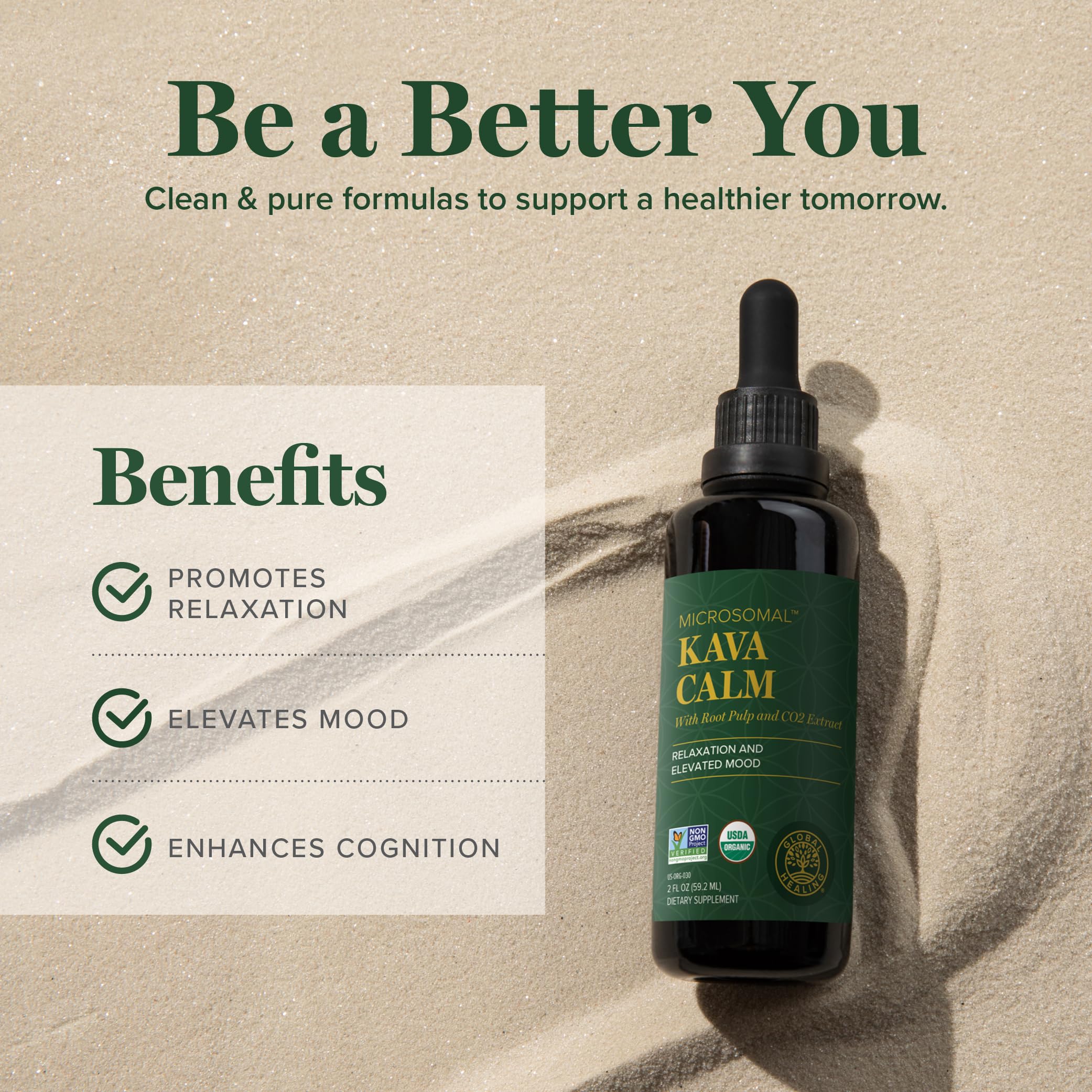 Global Healing Center Kava Calm organic vegan ingredients support daily wellness