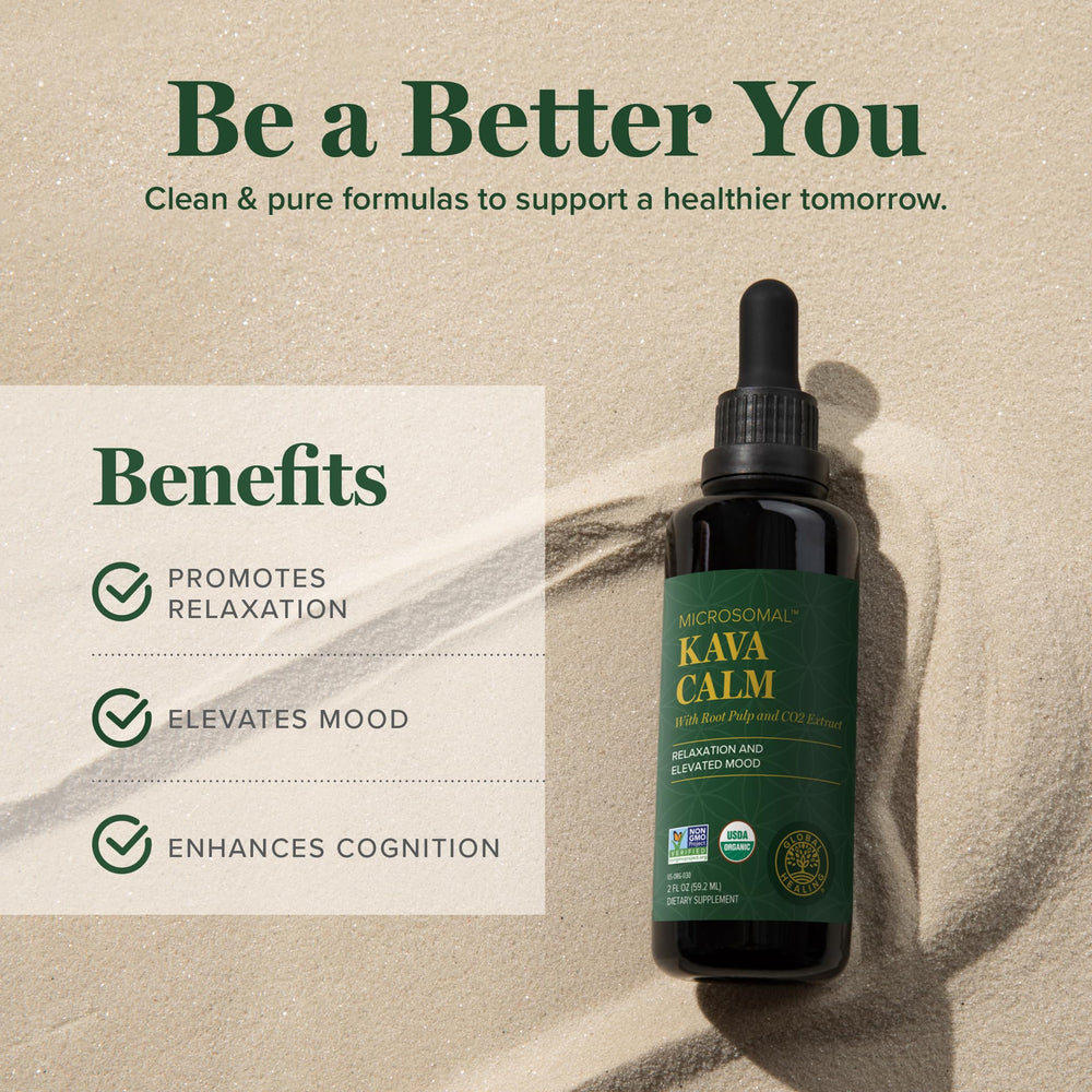Global Healing Center Kava Calm organic vegan ingredients support daily wellness
