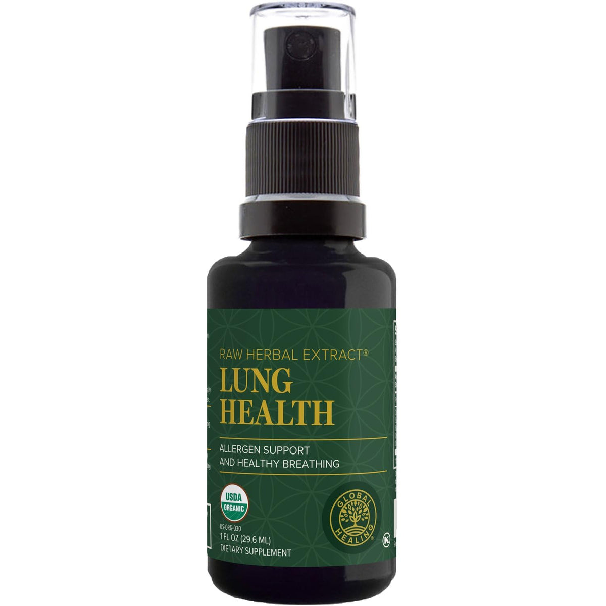 Global Healing Center Lung Health Spray bottle front for easy breathing support