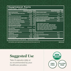 Global Healing Center multivitamin tablet close-up highlighting capsules for daily nutrition.