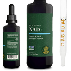 Global Healing Center NAD+ drops bottle front for daily energy support and sublingual use.
