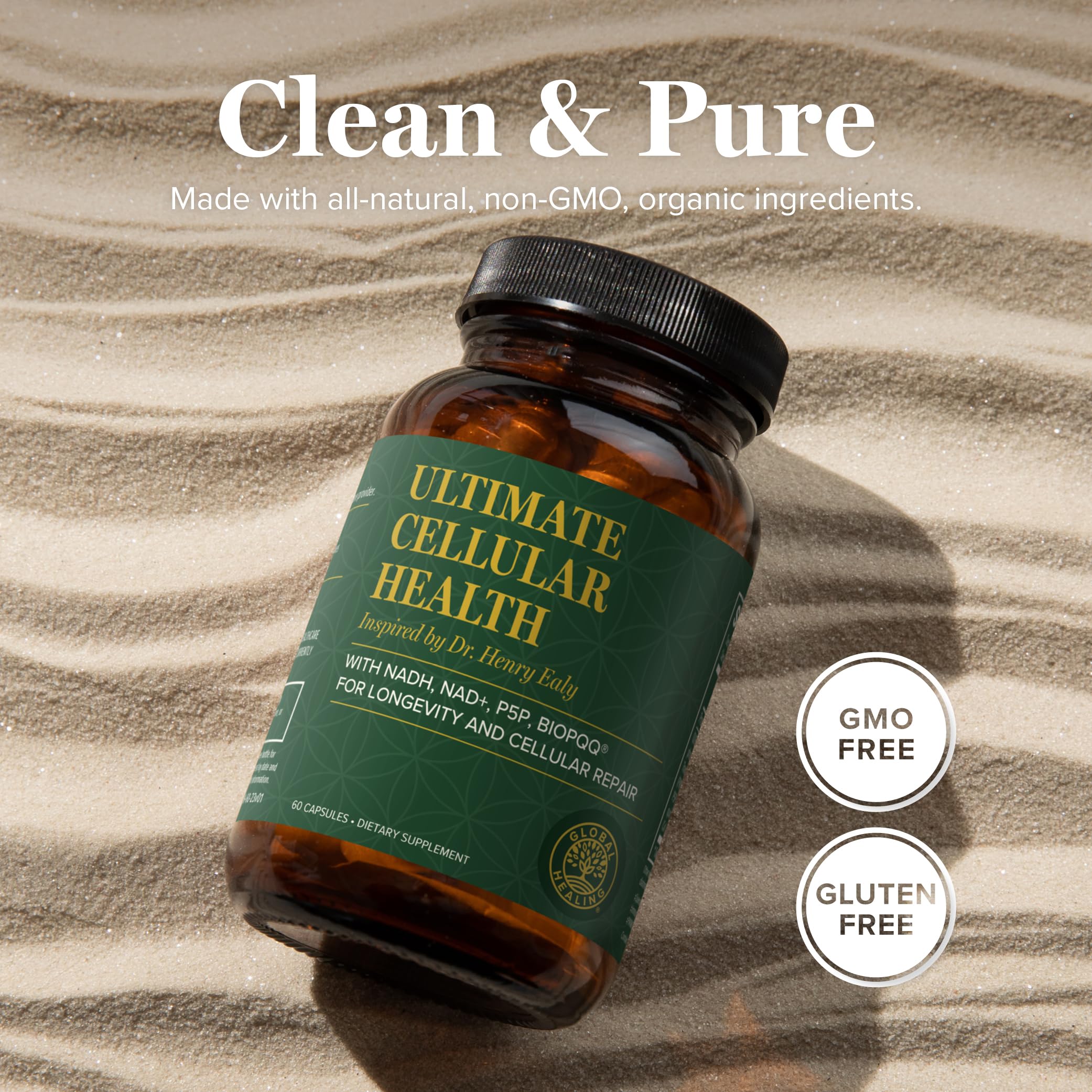 Global Healing Center NAD supplement capsule promotes DNA protection with antioxidants