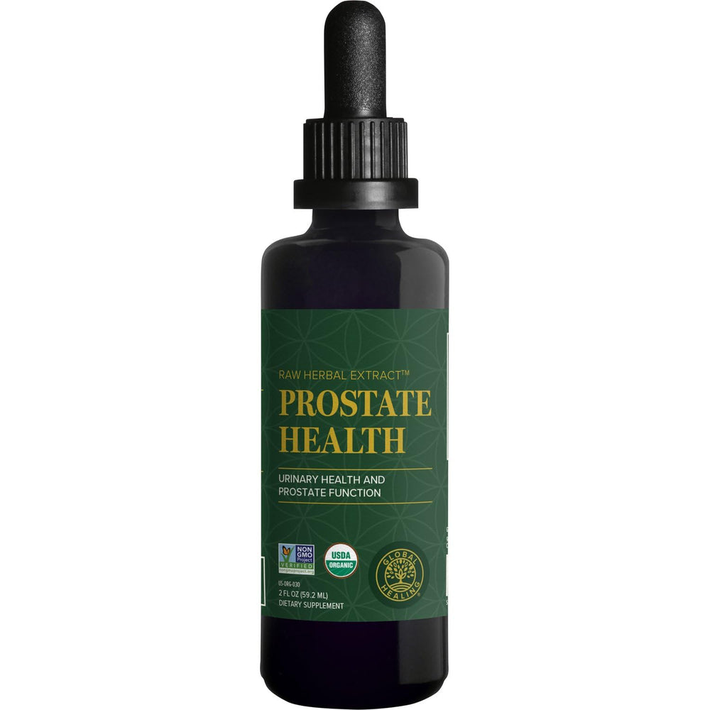 Global Healing Center Prostate Health bottle with label, supports urinary comfort