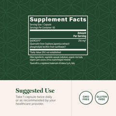 Quercetin capsules displayed for daily immune support potential