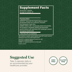 Global Healing Center Ultimate Cellular Health bottle label highlights non-GMO ingredients