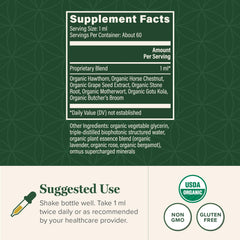 Global Healing Center Vein Health Drops highlight organic horse chestnut and herbal blend.