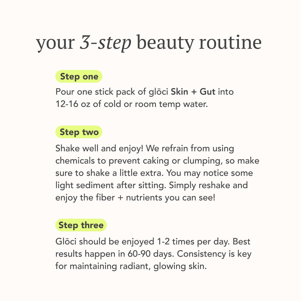 Glōci Skin + Gut magnesium powder supports overall mineral balance.