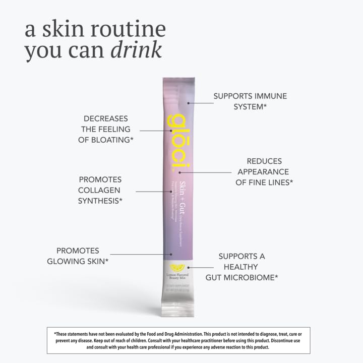 Close-up of Glōci Skin + Gut probiotic capsules for inner glow and hydration.