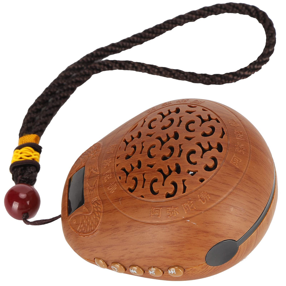 GLOGLOW Travel-friendly design with subtle wood grain finish and lanyard.