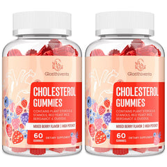 Glorithiventa Cholesterol Complex Gummies bottle for daily use with berry flavor.