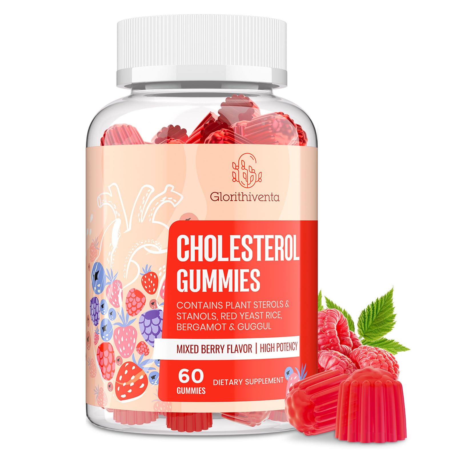 Glorithiventa cholesterol gummies bottle for easy daily use in your routine.