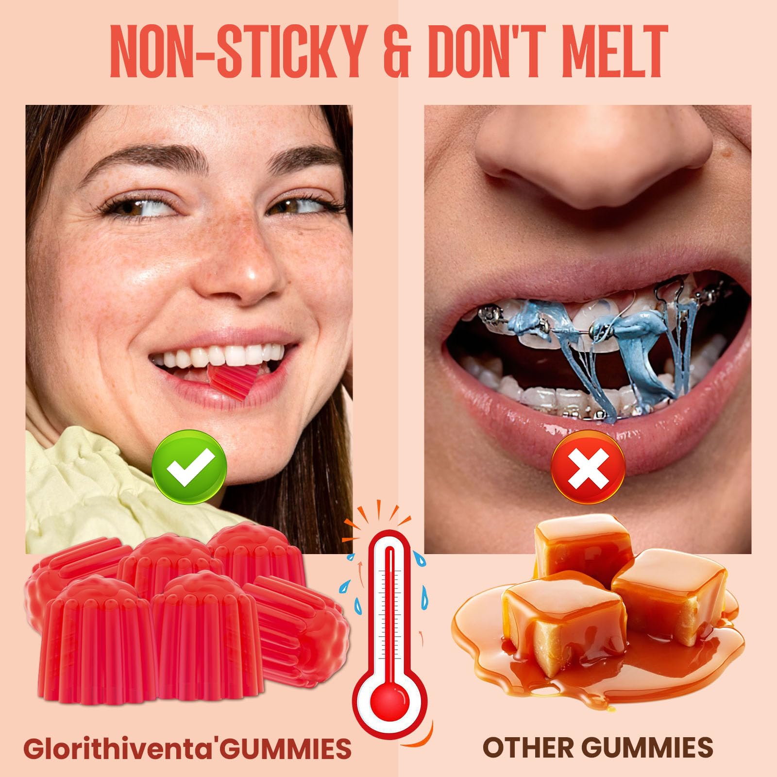 Glorithiventa mixed berry flavor gummies on a white background.