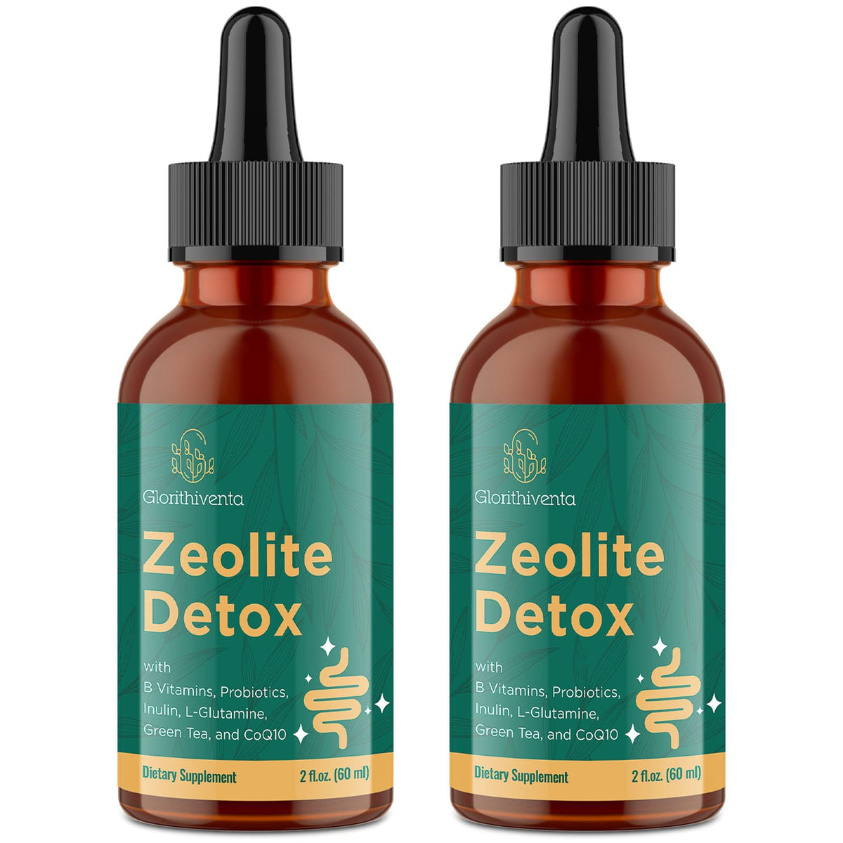 Glorithiventa Zeolite Detox bottle with drops for easy daily use.