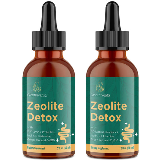 Glorithiventa Zeolite Detox bottle with drops for easy daily use.