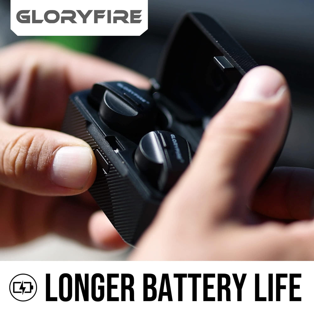 Easy activation on GLORYFIRE ear protection with quick 2-second power-on