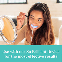Enamel-safe whitening formula from GLO So Brilliant suitable for crowns and veneers.