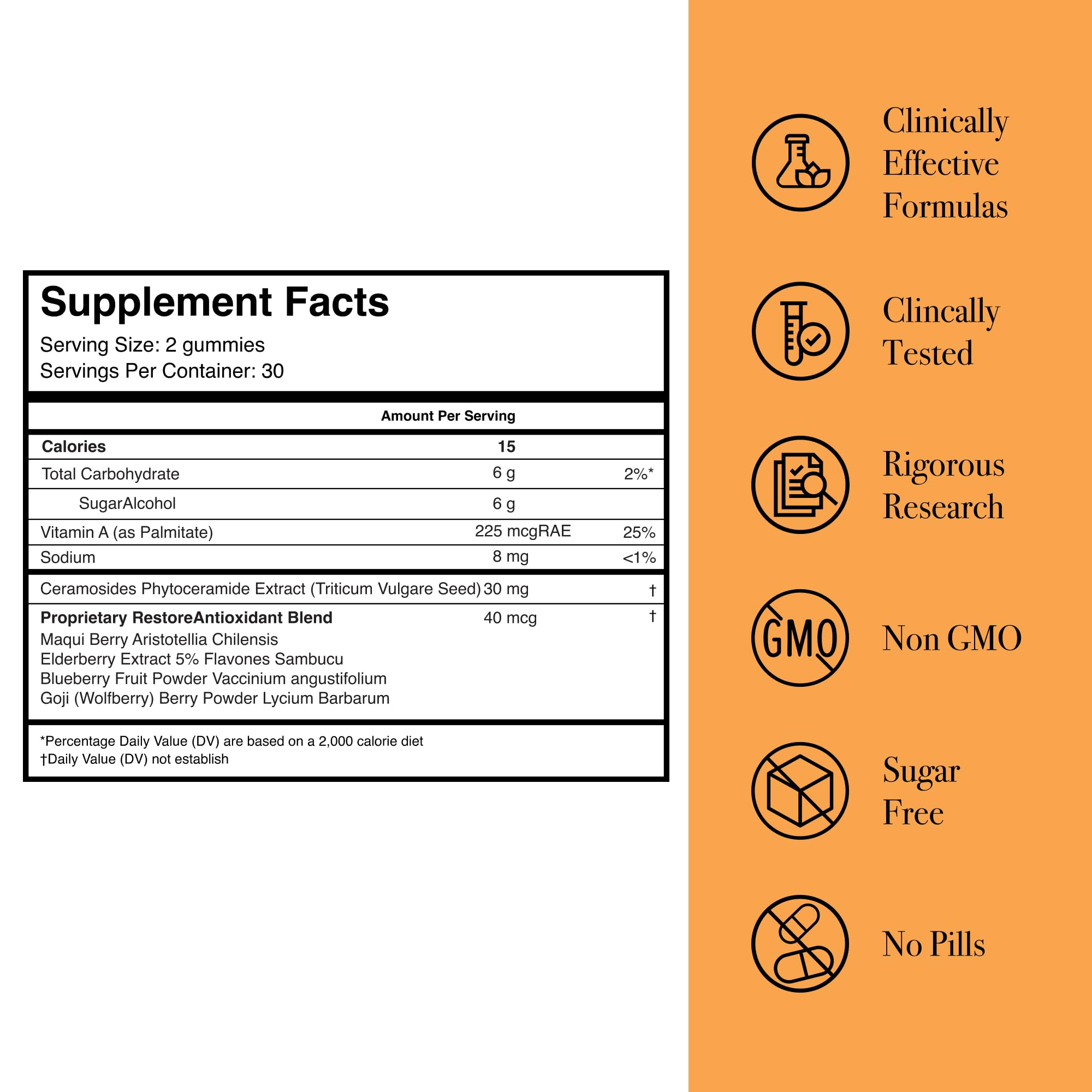 Glotrition Afterglo Gummies label detail showcases clean, gluten-free formula.