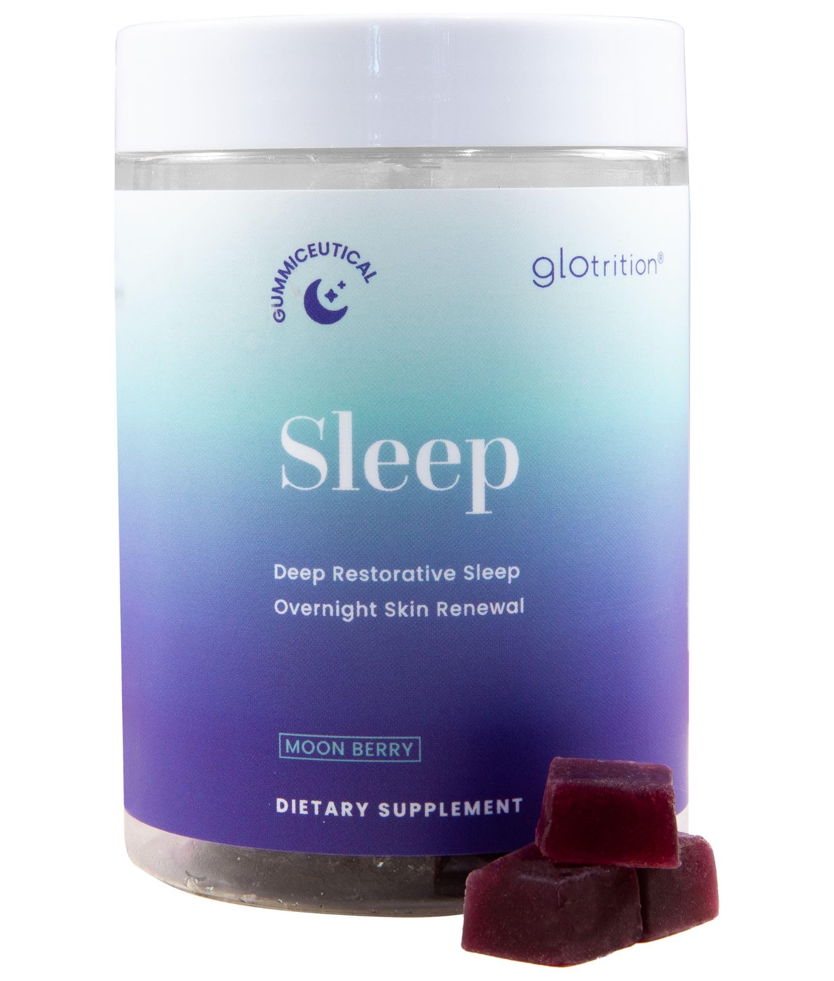 Glotrition Beauty Sleep Gummy bottle showing nightly wellness support