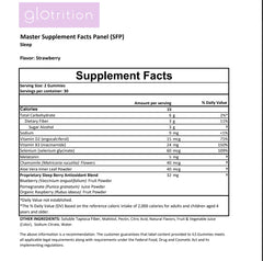 Label closeup of Glotrition Beauty Sleep Gummy highlighting natural ingredients