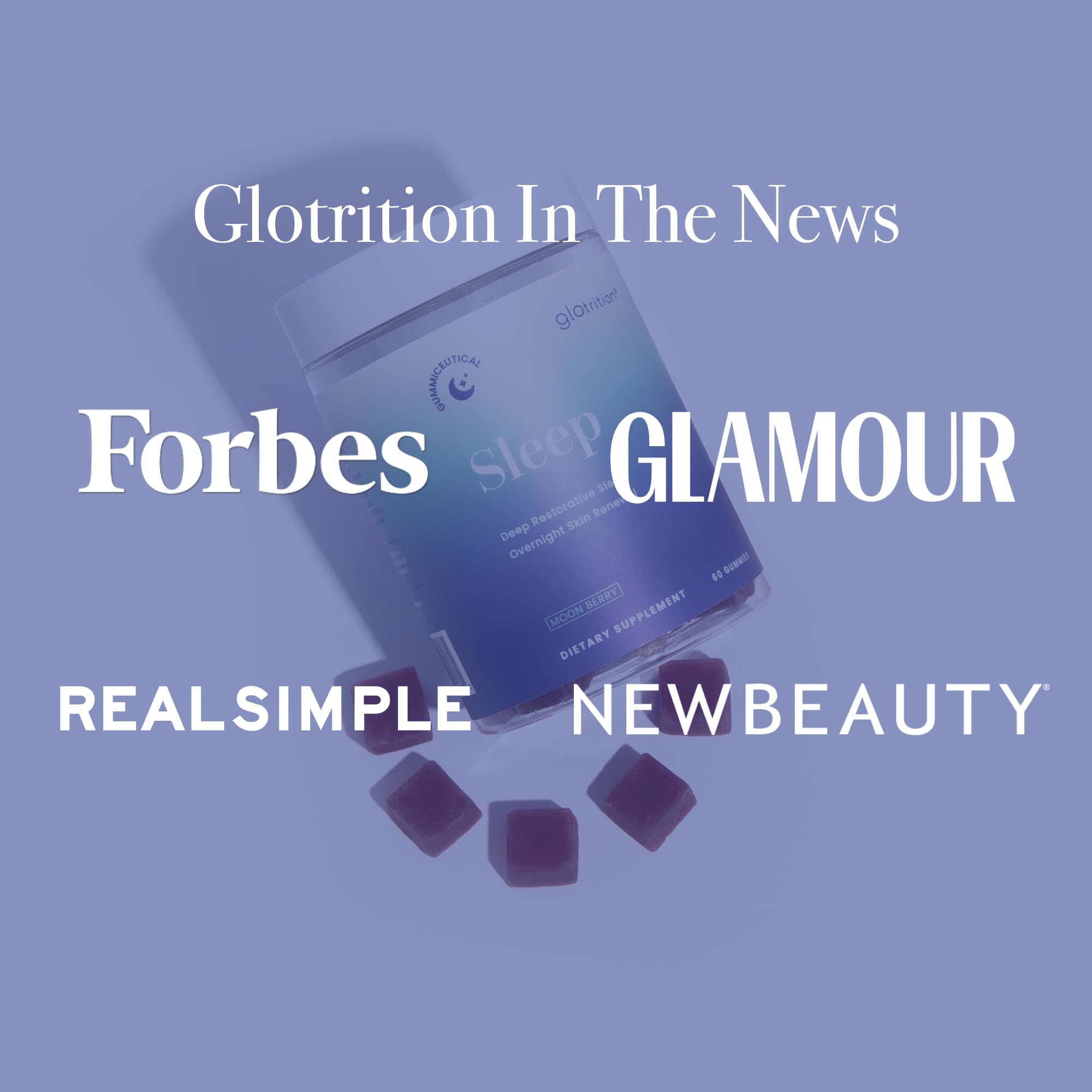 Skin glow close-up suggesting nighttime skin renewal with Glotrition Beauty Sleep Gummy