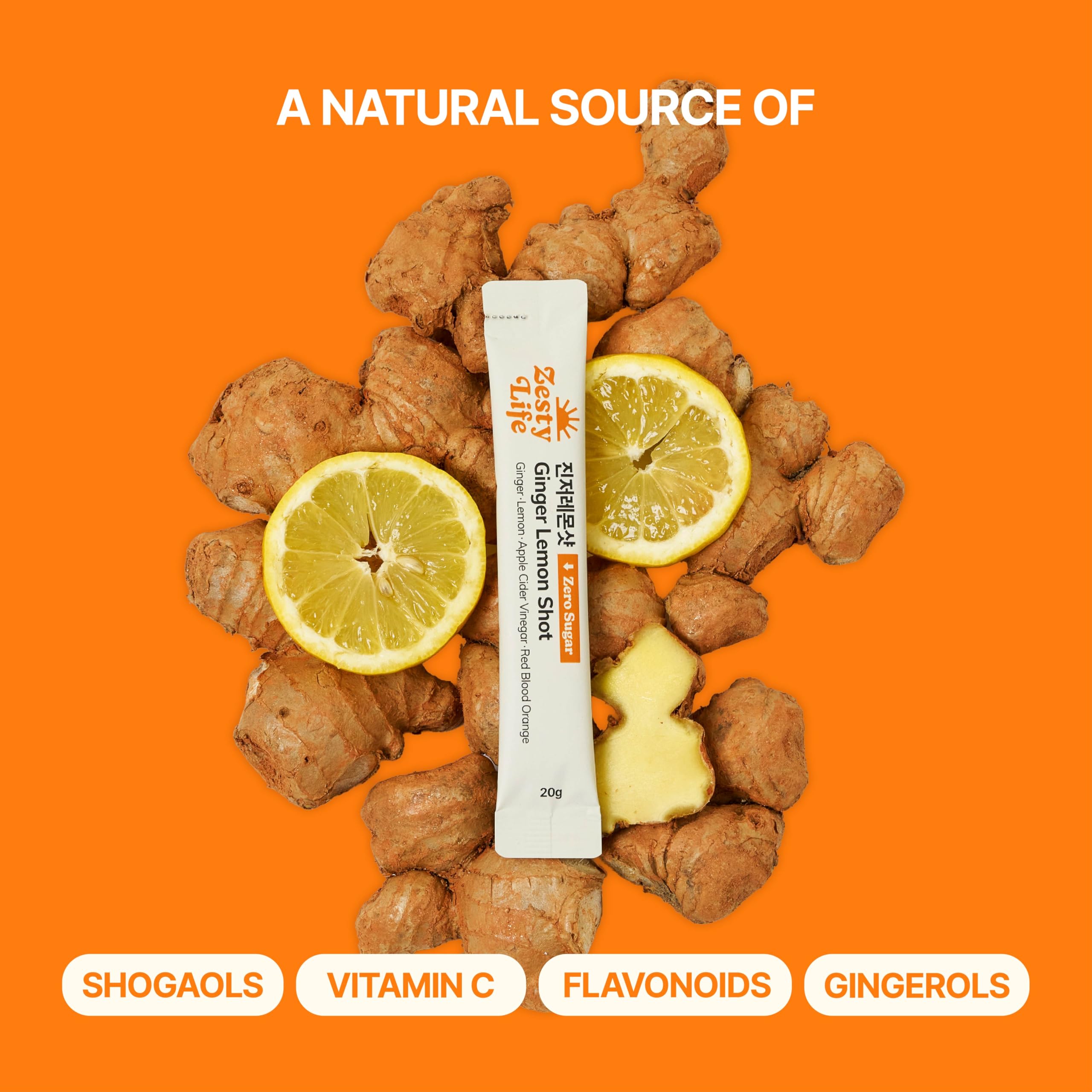 Glow Shine Zesty Life ginger lemon concentrate for a robust citrus kick.
