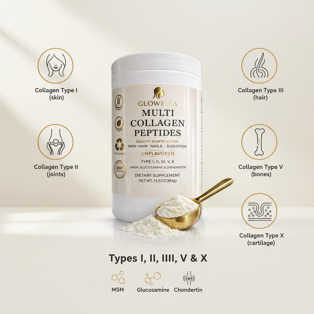 Glowessa unflavored collagen powder poured into coffee for clean intake