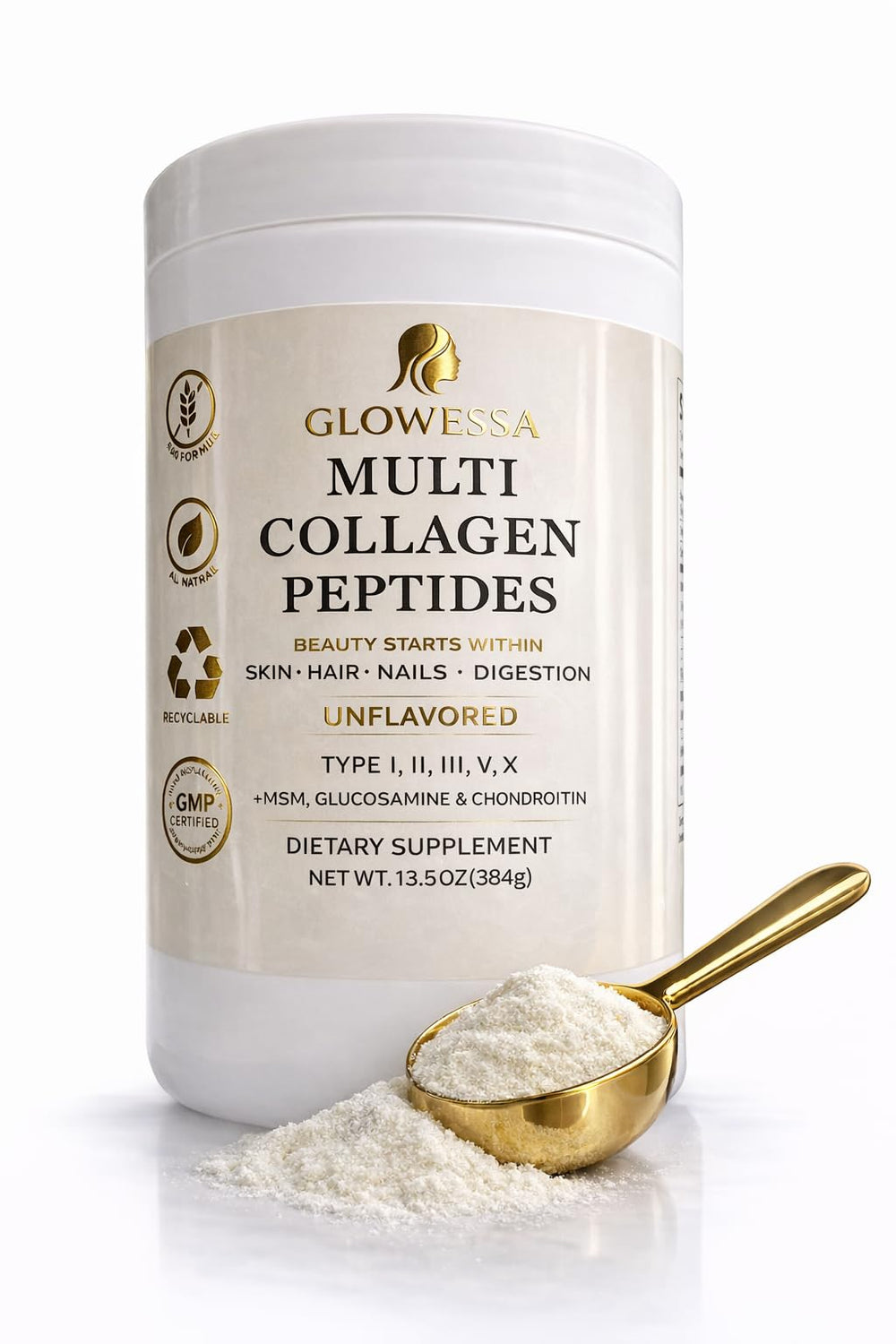 Glowessa collagen dissolving easily in hot or cold drinks for versatile use