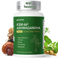 GlowEver KSM-66 Ashwagandha capsules for potential mood balance and daily focus.