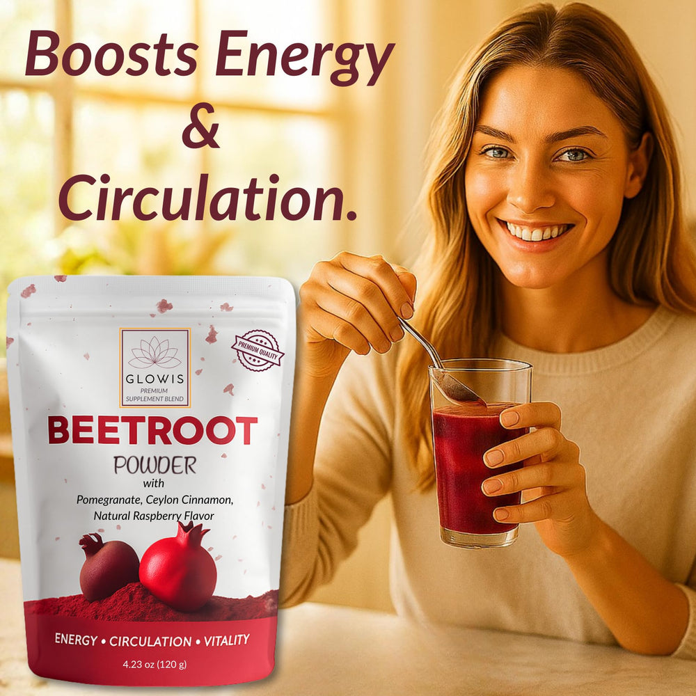 GLOWIS ready-to-mix beetroot powder ideal for smoothies