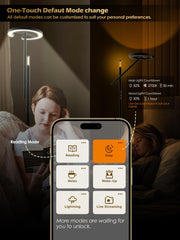 GLOWRIUM app display highlighting personalized light modes and schedules.