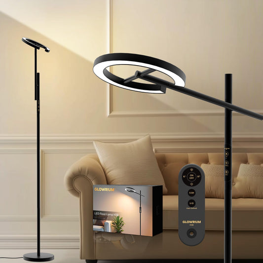 GLOWRIUM light therapy lamp front view delivering bright daylight for alertness.