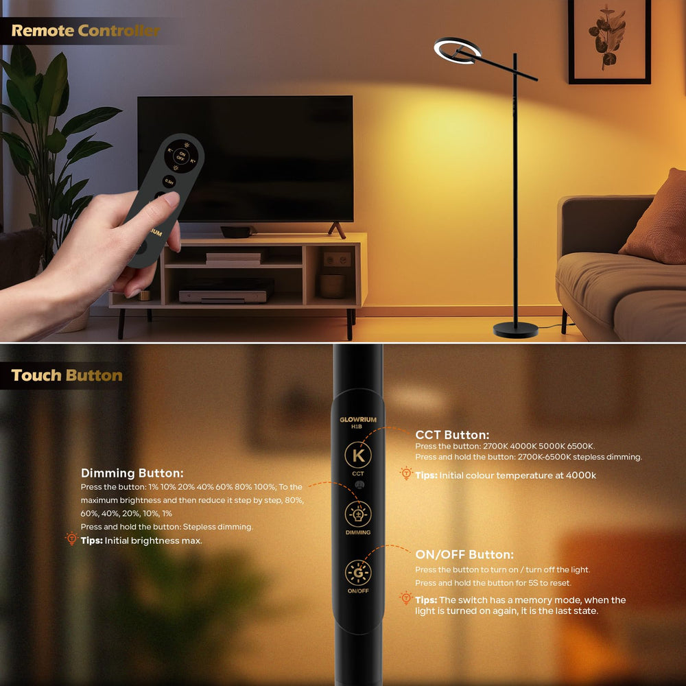 GLOWRIUM sturdy weighted base ensures stable placement in any room.
