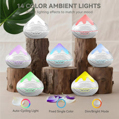 GLOXA diffuser with 7 LED colors creates mood-enhancing ambience.