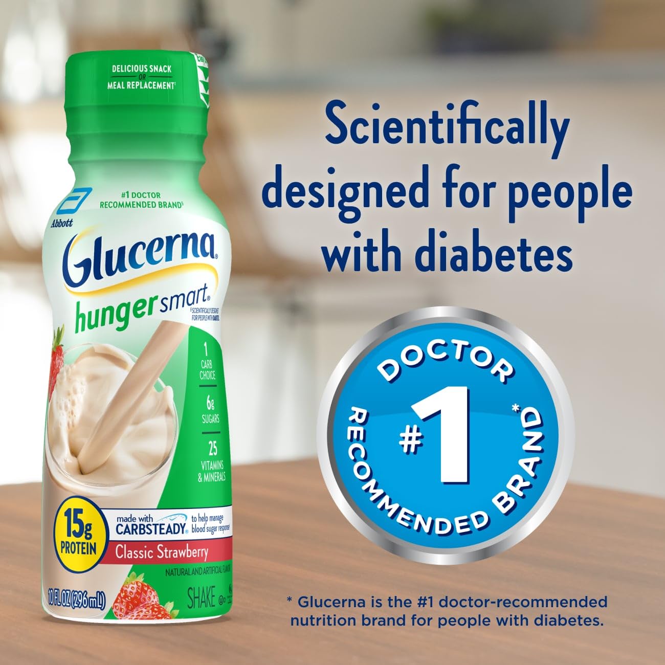 Pouring Glucerna Hunger Smart shake into glass for a quick diabetic-friendly snack.