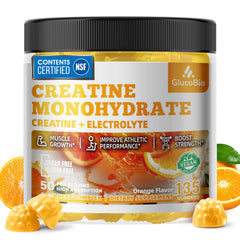 Glucobio Creatine Monohydrate Gummies jar for convenient pre-workout fueling.