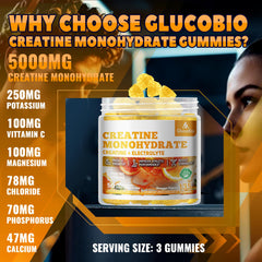 Glucobio Creatine Monohydrate Gummies pour showing easy serving for workouts.