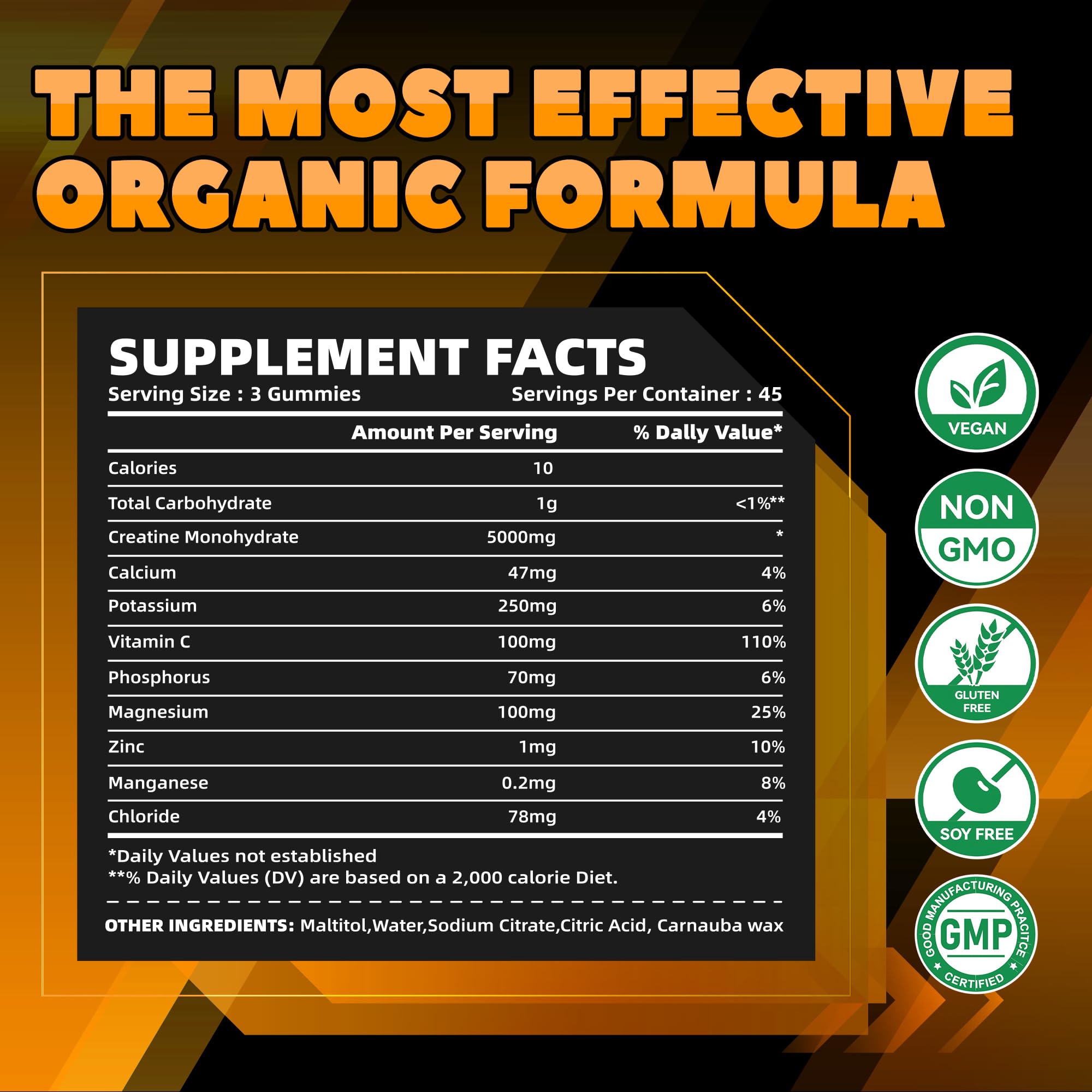 Glucobio Orange Electrolyte Gummies bottle highlighting fruity flavor and energy support.