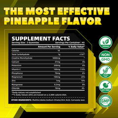 GlucoBio pineapple electrolyte gummies label showcases product details.
