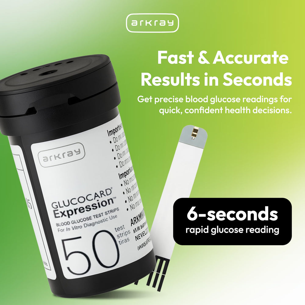 GLUCOCARD Expression blood sample 0.8 µL enables comfortable testing.