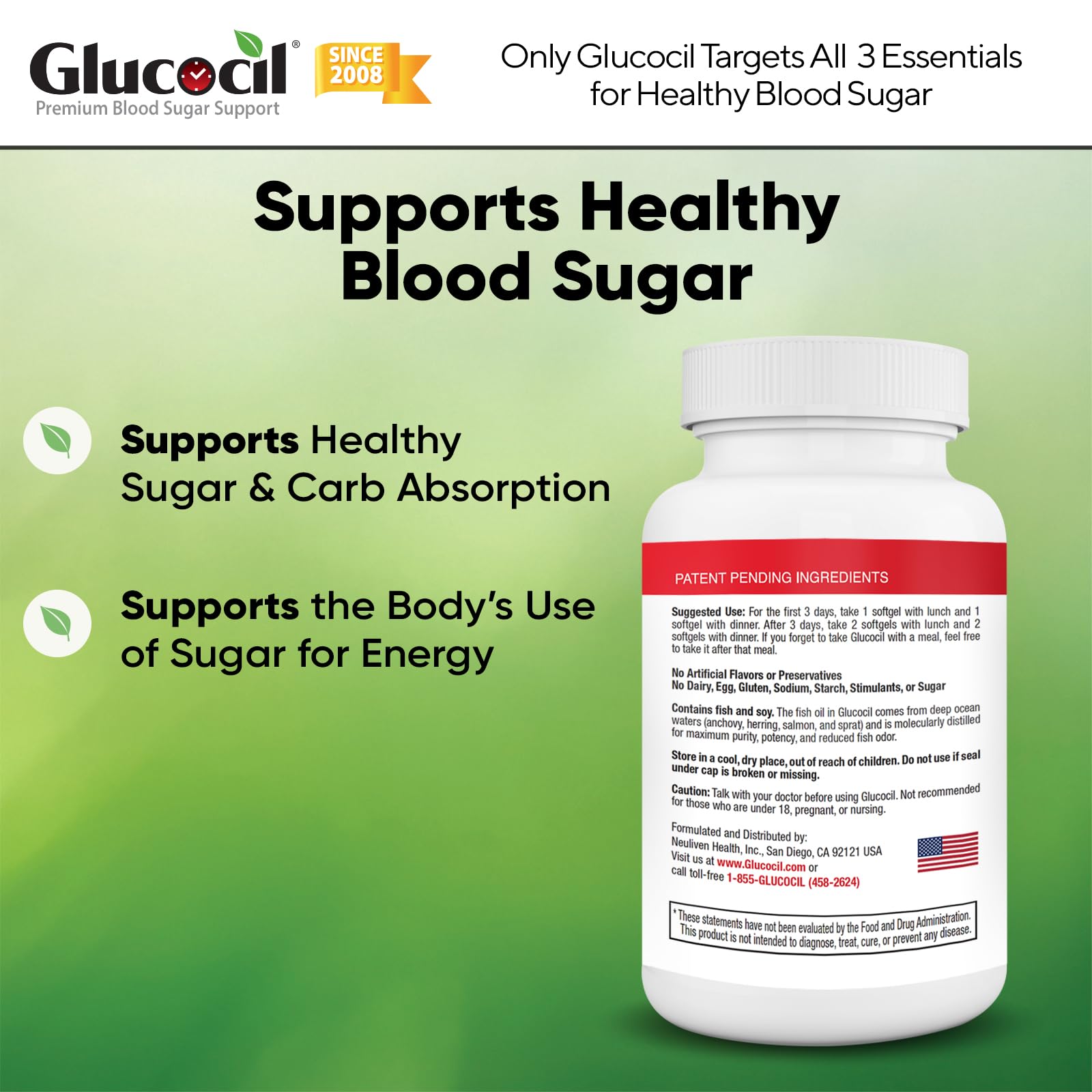 Glucocil berberine ingredient label highlight within the formula.