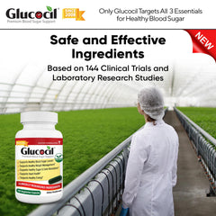 Lifestyle shot: Glucocil beside meals for daily routine support.