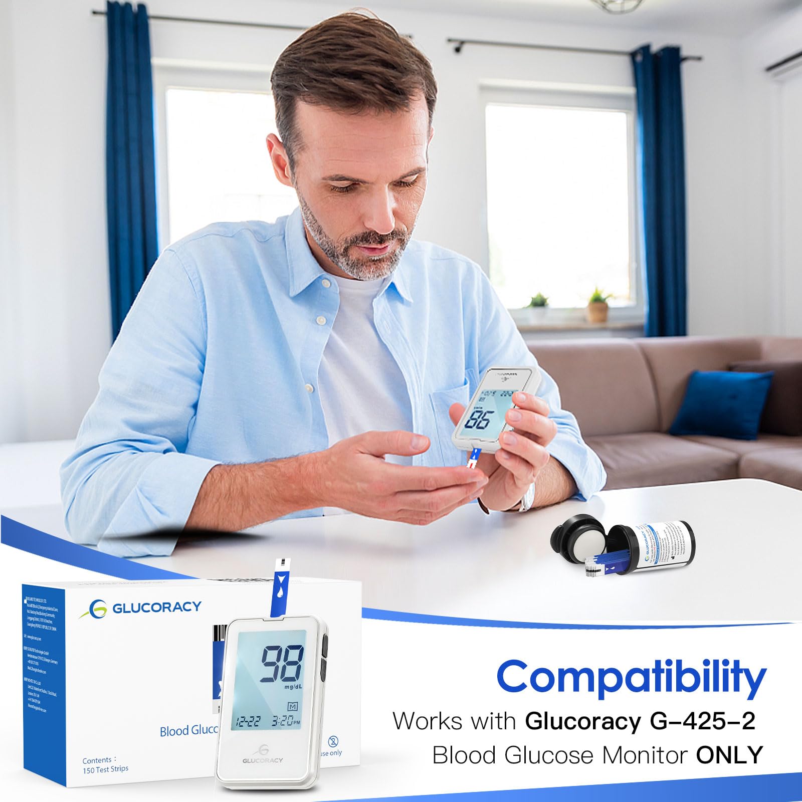 Glucoracy G-425 glucometer-ready strip for quick readings at home