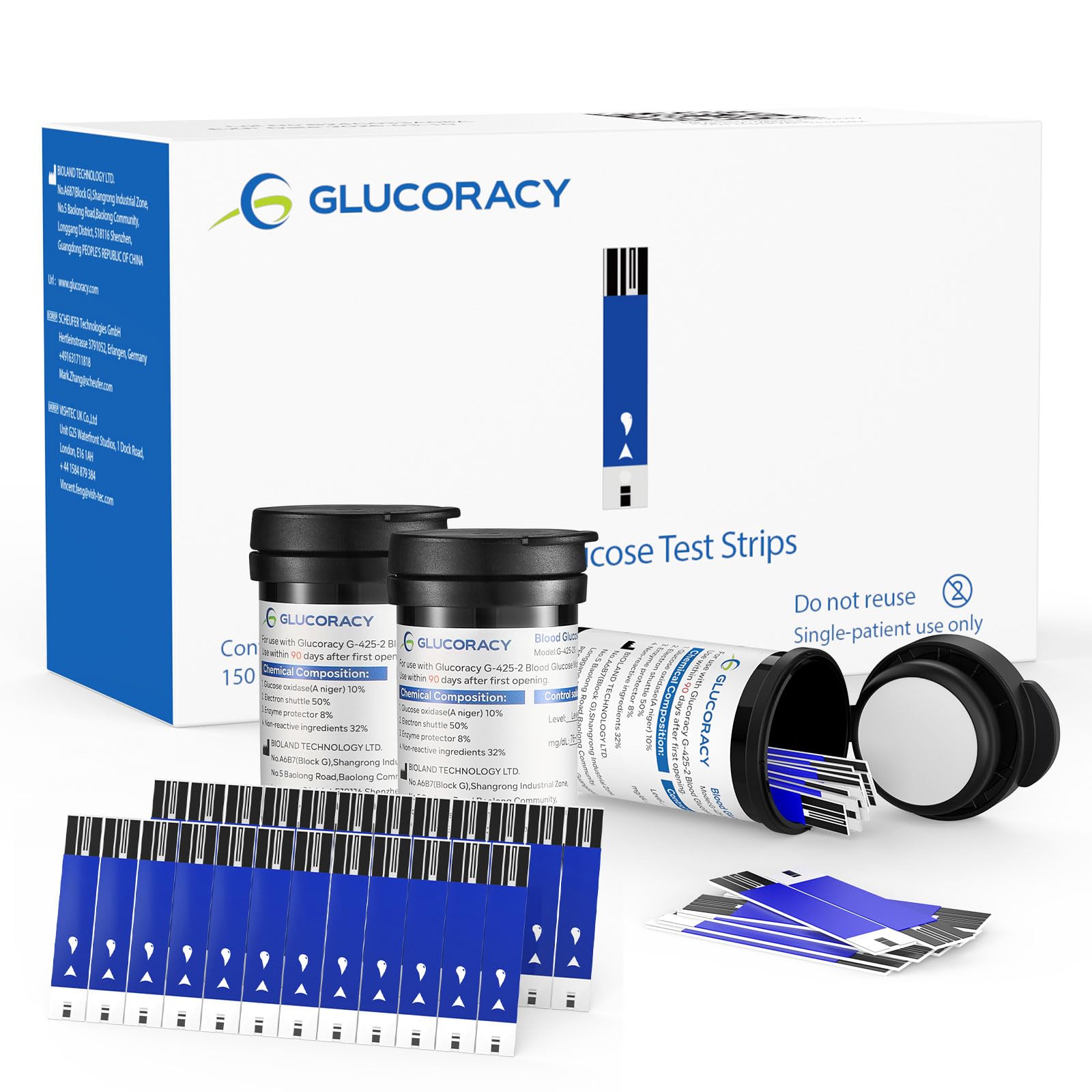 Glucoracy G-425 test strip 150-pack for easy home monitoring