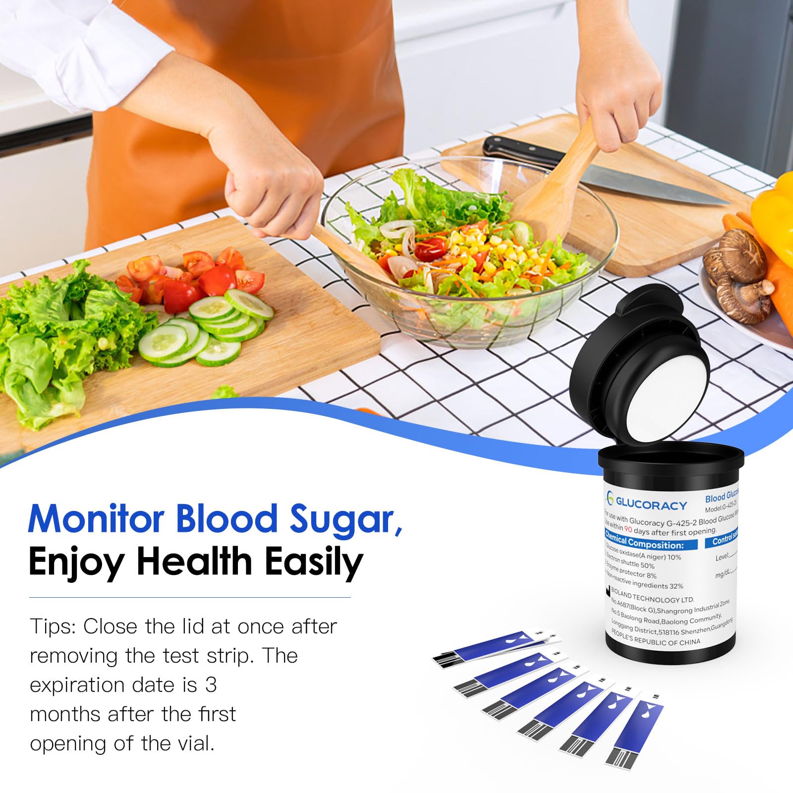 Glucoracy home glucose monitoring setup shows easy daily testing