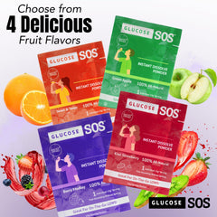 Glucose SOS non-expiring packets stay ready in your cabinet, car, or bag