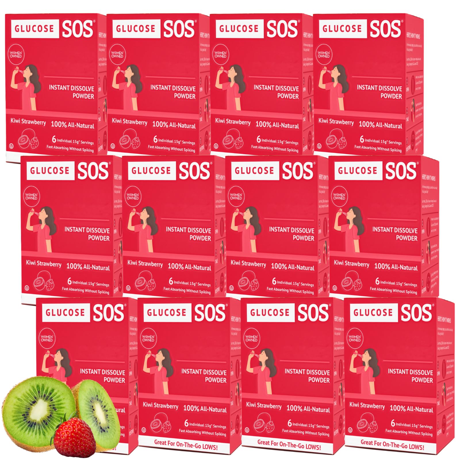 Glucose SOS kiwi-strawberry packets offer fast energy with no water needed