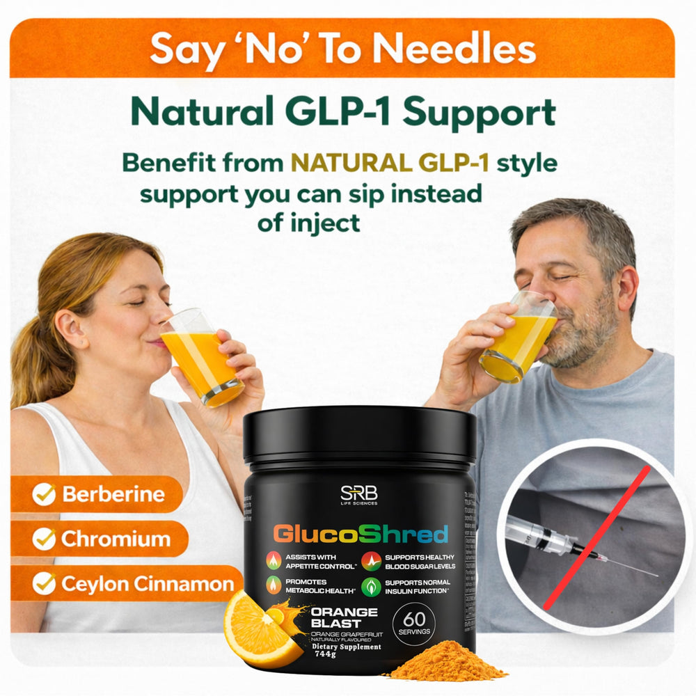 GlucoShred Advanced GLP-1 Drink Mix pour demonstrating easy mixing and immediate prep