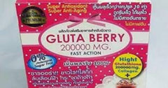 Ingredients graphic highlighting antioxidants and collagen benefits in Gluta Berry